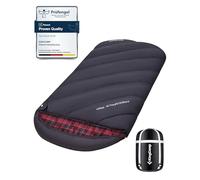 KingCamp Saco de Dormir XXL de Invierno, 4 Estaciones, Franela de algodón, para Adultos, Exterior y Camping, cálido, Ligero, Interior y Exterior, Color Negro