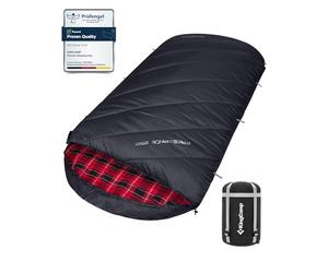 KingCamp Saco de Dormir XXL Franela de Algodón Adulto Negro Clásico
