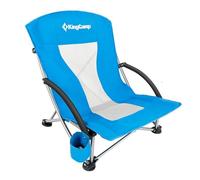 KingCamp Silla de Playa Baja Plegable Capacidad 180kg Estabilidad Doble Soporte Vertical Asiento Extra Ancho Respaldo Tela Transpirable Silla Portátil Camping Picnic Festival Azul