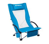 KingCamp Silla de Playa Baja Plegable Ligera Capacidad 180kg Silla Picnic Estabilidad Doble Tubo Silla Portátil para Conciertos Asiento Ancho y Bolsillo Azul