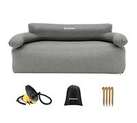 KingCamp Sofá 2 Plazas Hinchable de Camping 400kg, Respaldo Reposabrazos | Sofá Inflable de Camping Doble, Bomba de Pie y 4 Estacas, 2 en 1 Sofá Cama Inflable, Camping Jardín Playa Viajes Interior