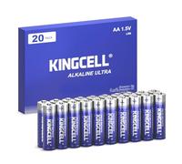 KINGCELL - Paquete de 20 baterías AA de alto rendimiento doble A con baterías alcalinas de 1,5 V de larga duración, a prueba de fugas