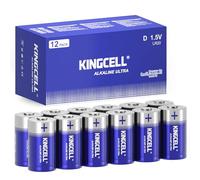 KINGCELL Pilas D 12 unidades - Tipo LR20 1,5 V de alto rendimiento para hogar y electrónica | duraderas, a prueba de fugas y 10 años de vida útil