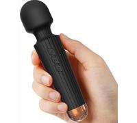 KingCoery - Masajeador personal inalámbrico mejorado con varita: Premium con 8 velocidades, 20 patrones, potente y portátil, recargable por USB para aliviar la espalda y el cuello (Negro)