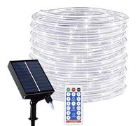 KINGCOO 100 luces LED solares para exteriores, impermeable, tubo de 32.8 pies/10 m, tubo de alambre de cobre, tubo solar, cadena de luces con temporizador remoto para jardín, boda, fiesta, decoración