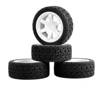 KINGCOO 4 neumáticos de goma de 68 mm para coche de rally RC y llantas de plástico de 12 mm hexagonales para 1/10 RC On-Road Flat Run Racing Touring Car para Tamiya HSP HPI WR8 TT02 Kyosho (blanco)