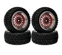 KINGCOO 4 neumáticos de goma de 75 mm, ruedas de plástico chapadas de 1,9 pulgadas, llantas hexagonales de 12 mm, piezas de repuesto para coches de carreras 1/14 1/16 Off Road Buggy Truck Auto 1/10 RC