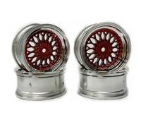 KINGCOO 4 piezas de ruedas de coche RC de diámetro de 52 mm, revestimiento de plástico, llantas hexagonales de 12 mm para 1:10 RC On-Road Run-flating Drift Touring Racing Car 1,9 pulgadas (rojo plata