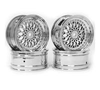 KINGCOO 4 ruedas de coche teledirigidas de diámetro de 52 mm, revestimiento de plástico, hexagonales, 12 mm, para 1:10 RC On-Road Run-flating Drift Touring Racing Car 1,9 pulgadas (plata,