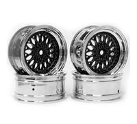 KINGCOO 4 ruedas de coche teledirigido de diámetro de 52 mm, revestimiento de plástico, hexagonales, 12 mm, para 1:10 RC On-Road Run-flating Drift Touring Racing Car 1,9 pulgadas (negro plata,