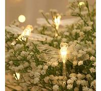 KINGCOO Guirnalda de luces de libélula, 20 luces LED de libélula alimentadas por pilas, luces decorativas para dormitorio, verano, jardín, paisaje, boda, fiesta, Navidad, iluminación decorativa (3 m,