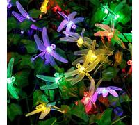 KINGCOO - Guirnalda de luces de libélula de 5 m, 20 LED, luces solares decorativas para fiesta de cumpleaños, boda, Navidad, para interior, dormitorio, exterior, hogar, jardín, verano, día de San