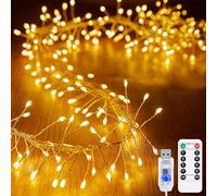 KINGCOO - Guirnalda luminosa LED de hadas con mando a distancia, resistente al agua, cable de plata alimentado por USB, para exterior, interior, boda, Navidad, fiesta, decoración (6 m, 200 LED, blanco