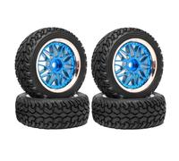 KINGCOO Juego de 4 ruedas de goma y revestimiento de plástico para coche RC On-Road Touring Racing Rallye Auto para Scx10 TRX4 Tamiya WR8 HPI HSP TT02 (azul plata, 75 mm A)