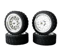 KINGCOO Juego de 4 ruedas de goma y revestimiento de plástico para coche RC Rally 1/10 RC On-Road Touring Racing Rallye Auto para Scx10 TRX4 Tamiya WR8 HPI HSP TT02 (plata, 66 mm)