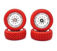 KINGCOO Juego de 4 ruedas de goma y revestimiento de plástico para coche RC Rally 1/10 RC On-Road Touring Racing Rallye Auto para Scx10 TRX4 Tamiya WR8 HPI HSP TT02 (plata, 75 mm-B)