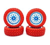 KINGCOO Juego de 4 ruedas de goma y revestimiento de plástico para coche RC Rally 1/10 RC On-Road Touring Racing Rallye Auto para Scx10 TRX4 Tamiya WR8 HPI HSP TT02 (azul plata, 75 mm-B)
