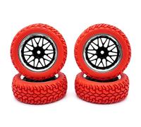 KINGCOO Juego de 4 ruedas de goma y revestimiento de plástico para coche RC Rally 1/10 RC On-Road Touring Racing Rallye Auto para Scx10 TRX4 Tamiya WR8 HPI HSP TT02 (negro plata, 75 mm-B)