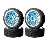 KINGCOO Juego de 4 ruedas de goma y revestimiento de plástico para coche RC Rally 1/10 RC On-Road Touring Racing Rallye Auto para Scx10 TRX4 Tamiya WR8 HPI HSP TT02 (azul plata, 66 mm)