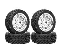 KINGCOO Juego de 4 ruedas de goma y revestimiento de plástico para coche RC Rally 1/10 RC On-Road Touring Racing Rallye Auto para Scx10 TRX4 Tamiya WR8 HPI HSP TT02 (plata, 75 mm-A)