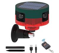 KINGCOO Luces de alarma de seguridad con sensor solar, detección de movimiento 360°, luz estroboscópica, lámpara de advertencia, 13 sonidos, sirena