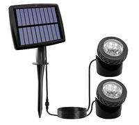 KINGCOO Luz solar subacuática para estanque, lámparas sumergibles impermeables, luz proyector, 12 LED, luz para pecera, jardín, piscina, patio, paisaje, decoración de iluminación al aire libre (blanco
