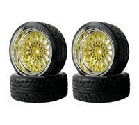 KINGCOO Neumáticos de coche RC Drift, 4 unidades, 62 mm, de plástico duro, llantas para ruedas 1:10 RC On Road Run-Flating Racing Driftwagen para Tamiya HSP HPI Kyosho piezas de repuesto (oro, plata
