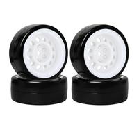 KINGCOO - Rueda y neumáticos para coche RC Drift, 4 unidades, 63 mm, llantas de plástico para Tamiya HSP HPI Kyosho 1/10 On-Road Racing Driften Auto Piezas de repuesto (blanco vintage)