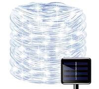 KINGCOO - Tira LED, guirnalda de tubo luminoso solar, impermeable, 30 m, 300 LED, luz solar, cable de cobre, tubo de luz, para exterior, boda, casa, fiesta, Navidad, decoración blanca