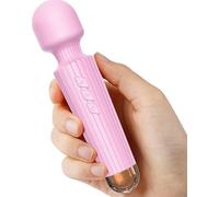 KingCorey - Masajeador personal inalámbrico mejorado con varita: Premium con 8 velocidades, 20 patrones, potente y portátil, recargable por USB para aliviar la espalda y el cuello (Rosa)