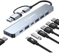 KingData Hub USB C, adaptador multipuerto divisor USB 7 en 1, concentrador USB para laptop, MacBook, PS5/PS4, interruptor, impresora, ventilador USB, unidad flash C 7 en 1)