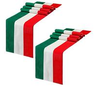 Kingdder 2 Pcs Italy Table Runner Italian Themed Party Decoration 13" x 72" Linen Red Green and White Striped Table Runner for Home Kitchen Dining Room Dinner Home Decor