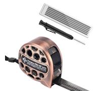 Kingdder Kit de cinta métrica de acero inoxidable y lápiz de carpintero retráctil de doble cara con 6 lápices de carpintería para construcción, hogar, industria (bronce, 7,5 m)