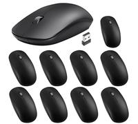 Kingdder Paquete de 10 ratones para laptop de 2.4 G, 1000 DPI ópticos con receptor USB, compatible con Windows, PC, computadora, laptop