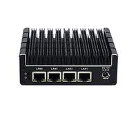 KINGDEL Mini computadora compacta, PC de Escritorio Celeron Quad Core CPU, 8GB RAM, 64GB SSD, 4 × LAN, 1 × COM, 2 × HD, 2 × USB3.0, Soporte de Doble Monitor, Wi-Fi