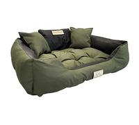 KingDog Cama para Perros y Gatos con Dos Cojines, cojín para Perros, Cama para Mascotas, Lavable, Material de PVC Impermeable (M 75 x 65 cm, Verde)