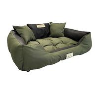 KingDog Cama para perros y gatos con dos cojines, cojín para perros, cama para mascotas, lavable, material de PVC impermeable (L 100 x 75 cm, verde)