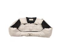 KingDog Cama para Perros y Gatos con Dos Cojines Cojín para Perros Cesta para Mascotas Material PVC Impermeable Lavable (XL 115 x 95cm, Beige)