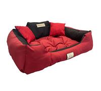 KingDog Cama para Perros y Gatos con Dos Cojines Cojín para Perros Cesta para Mascotas Material PVC Impermeable Lavable (XL 115 x 95cm, Rojo)
