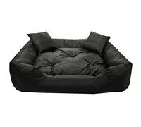 KingDog Ecco Cama para perros y gatos con cojín, de nailon, lavable, material impermeable (dimensiones interiores: 60 x 50 cm, exteriores: 75 x 65 cm, gris/negro
