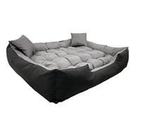 KingDog Ecco Cama para perros y gatos con cojín, impermeable, de nailon, lavable, material impermeable (dimensiones interiores: 60 x 50 cm, dimensiones exteriores: 75 x 65 cm, gris/negro)