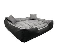KingDog Ecco Cama para perros y gatos con cojín, impermeable, de nailon, lavable, material impermeable (dimensiones interiores: 100 x 80, dimensiones exteriores: 115 x 95 cm, gris/negro)