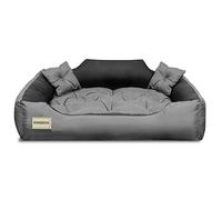 KingDog MIC115/95SZ Cama para Perros y Gatos de Microfibra 100x80 / 115x95 cm Color Gris-Negro