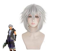 Kingdom Hearts 3 Riku Cosplay Peluca Hierro- Gris Pelo sintético resistente al calor Perucas Disfraz Role Play Pelucas KUMZ3452