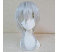 Kingdom Hearts III Riku Cosplay peluca 40cm medio largo pelo sintético resistente al calor Unisex Anime juego Cosplay peluca plata blanco