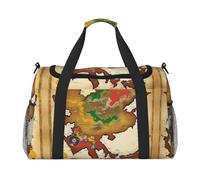 Kingdom of Bhutan - Bolsa de viaje con estampado map03 para mujer, bolsa de viaje para gimnasio, bolsa de mano acolchada, organizador de bolsa de fin de semana, Negro -, Talla única