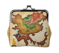 Kingdom of Bhutan map03 - Bolsa de maquillaje pequeña para bolso, bolsa de almacenamiento para tarjetas bancarias, bolsa de almacenamiento retro compacta multifuncional, color negro, talla única, Art