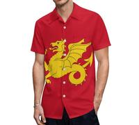 Kingdom of The West Saxons Wessex Flag Dragon - Camiseta de manga corta con botones para hombre, para verano, informal, para la playa, Estilo:, M