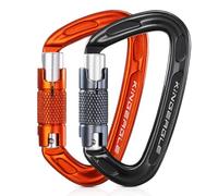 KINGEAGLE 2 mosquetones de escalada, mosquetón de bloqueo mejorado, certificado KINGEAGLE UIAA (25KN) con bloqueo automático, resistente al óxido y sin enganches, uso perfecto para escalada, rescate
