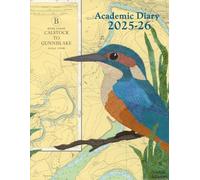 Kingfisher A4 academic mid year diary planner 2025/26 - coastal nautical designs sewn onto old sea charts maps